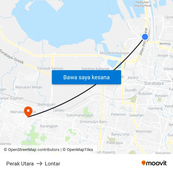Perak Utara to Lontar map