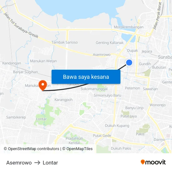 Asemrowo to Lontar map