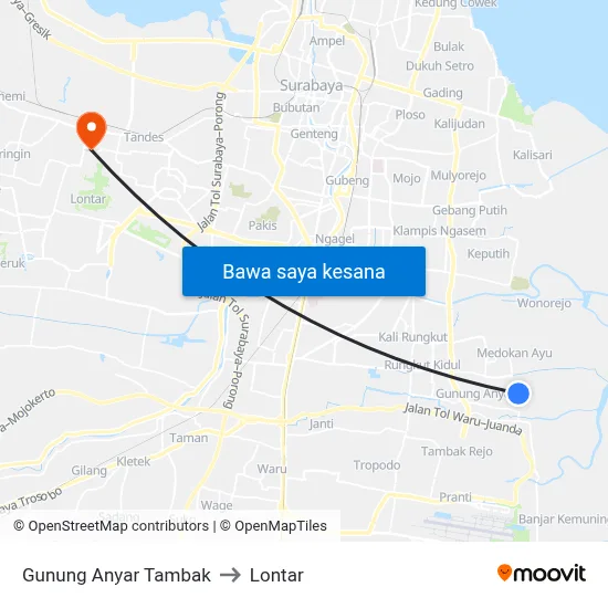 Gunung Anyar Tambak to Lontar map