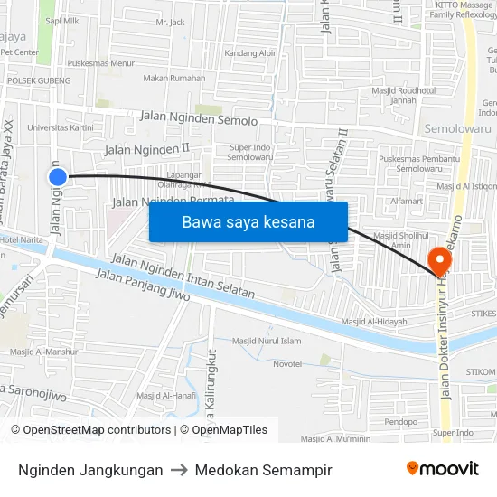 Nginden Jangkungan to Medokan Semampir map