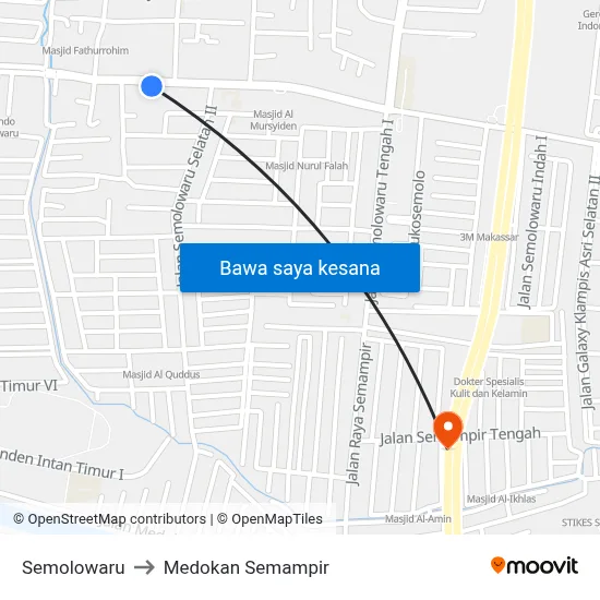 Semolowaru to Medokan Semampir map