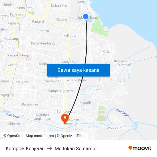 Komplek Kenjeran to Medokan Semampir map