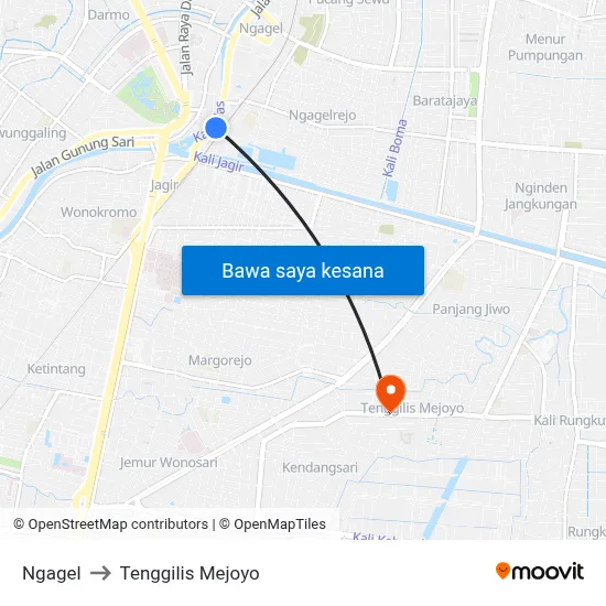 Ngagel to Tenggilis Mejoyo map
