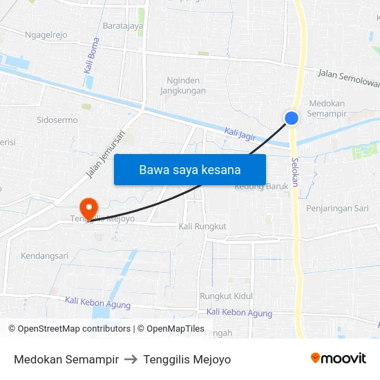 Medokan Semampir to Tenggilis Mejoyo map