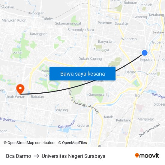 Bca Darmo to Universitas Negeri Surabaya map