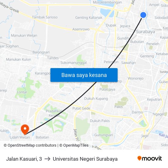 Jalan Kasuari, 3 to Universitas Negeri Surabaya map