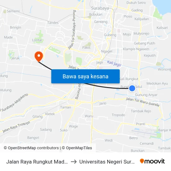 Jalan Raya Rungkut Madya 27 to Universitas Negeri Surabaya map