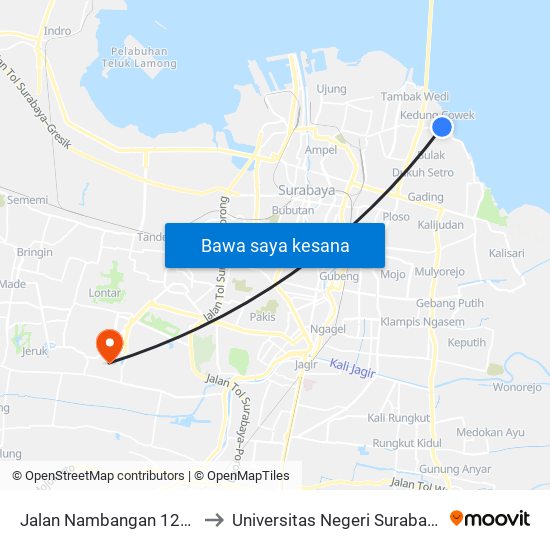 Jalan Nambangan 120a to Universitas Negeri Surabaya map