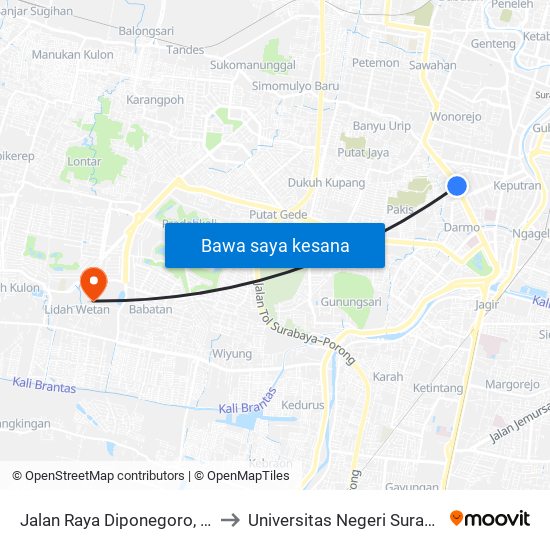 Jalan Raya Diponegoro, 130 to Universitas Negeri Surabaya map