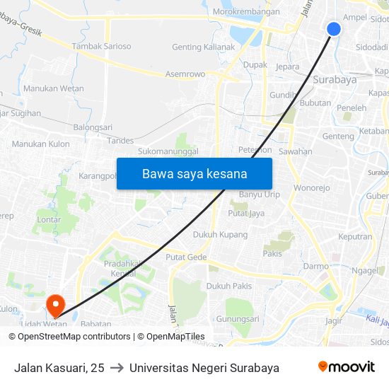 Jalan Kasuari, 25 to Universitas Negeri Surabaya map