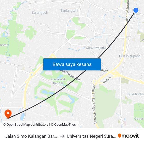 Jalan Simo Kalangan Baru Ii, 7 to Universitas Negeri Surabaya map