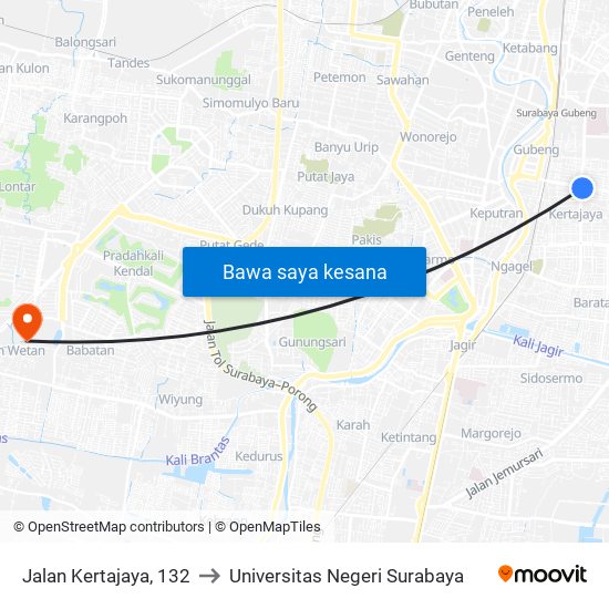 Jalan Kertajaya, 132 to Universitas Negeri Surabaya map