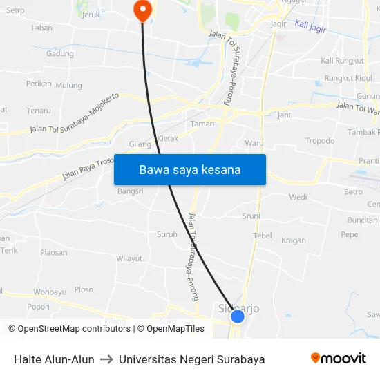 Halte Alun-Alun to Universitas Negeri Surabaya map