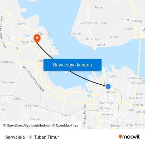 Sarwajala to Tuban Timur map