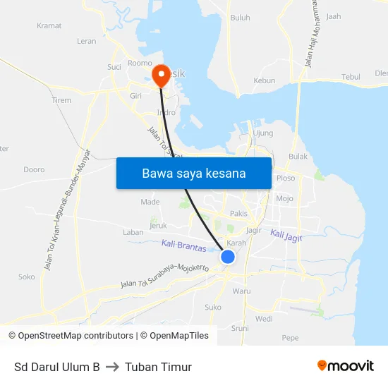 Sd Darul Ulum B to Tuban Timur map