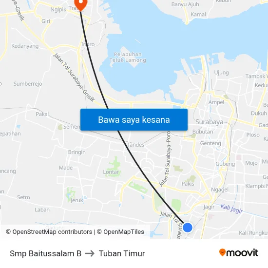 Smp Baitussalam B to Tuban Timur map