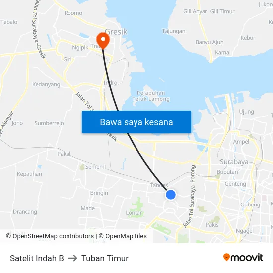 Satelit Indah B to Tuban Timur map