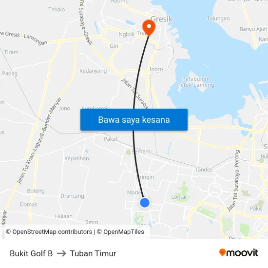 Bukit Golf B to Tuban Timur map