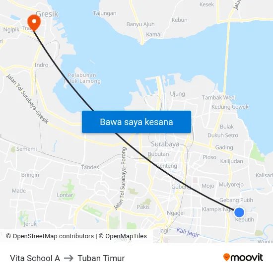 Vita School A to Tuban Timur map