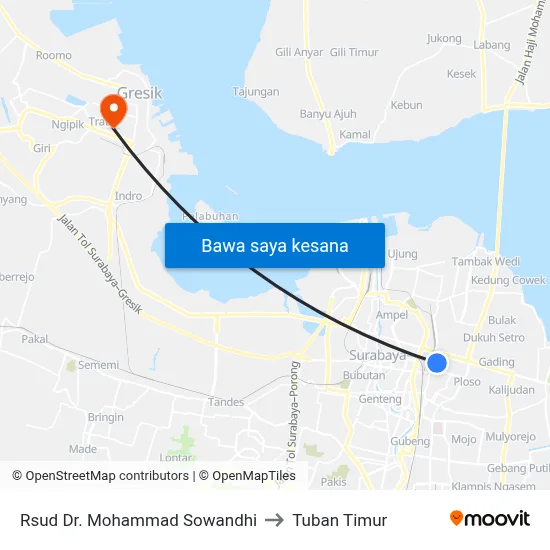 Rsud Dr. Mohammad Sowandhi to Tuban Timur map