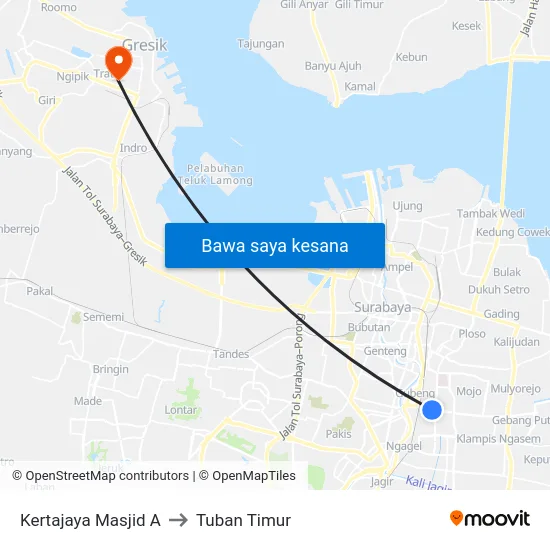 Kertajaya Masjid A to Tuban Timur map