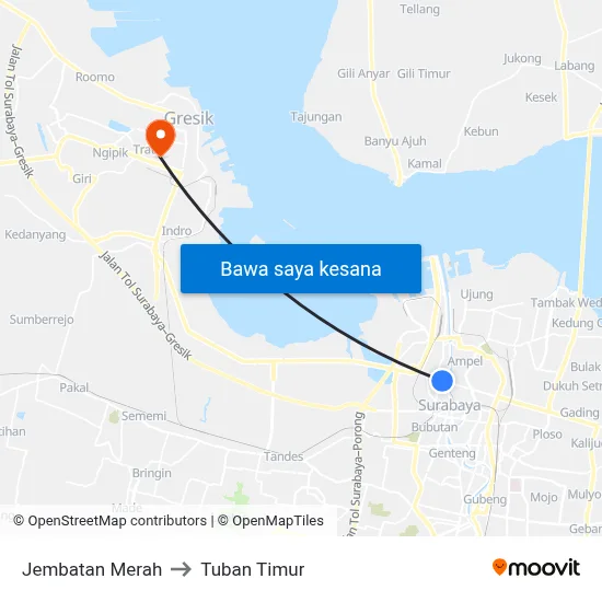Jembatan Merah to Tuban Timur map