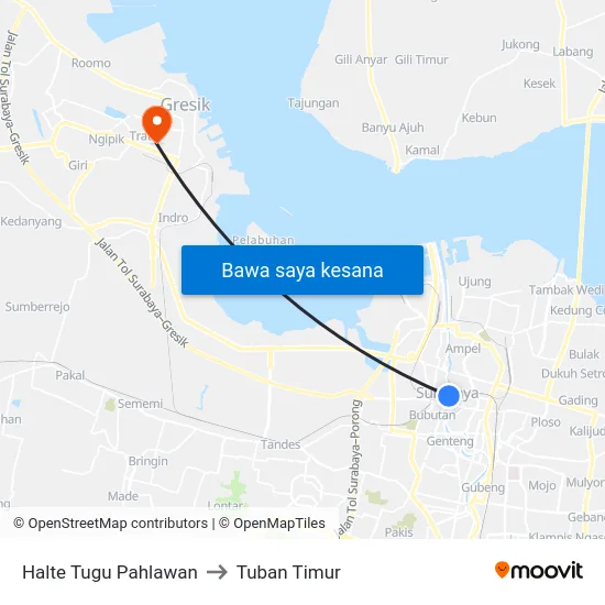 Halte Tugu Pahlawan to Tuban Timur map