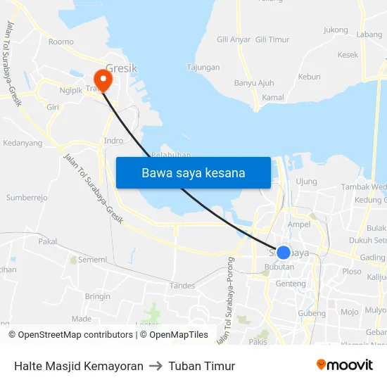 Halte Masjid Kemayoran to Tuban Timur map