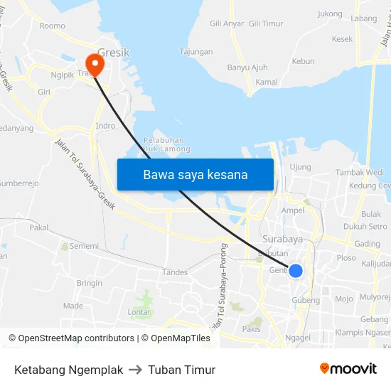 Ketabang Ngemplak to Tuban Timur map