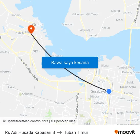Rs Adi Husada Kapasari B to Tuban Timur map