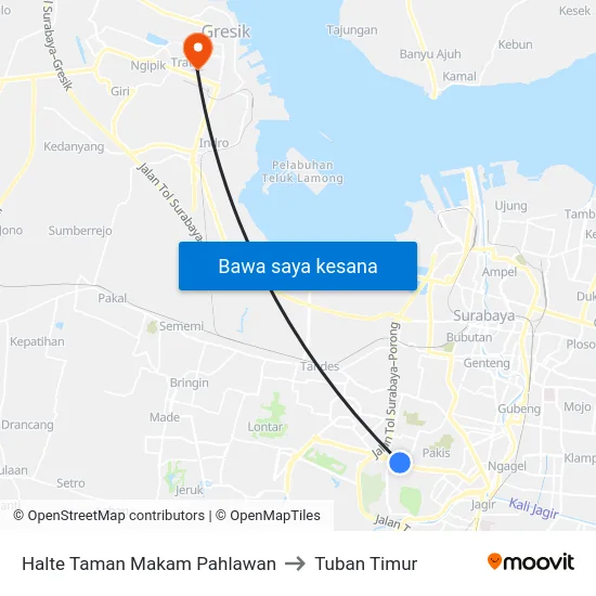Halte Taman Makam Pahlawan to Tuban Timur map
