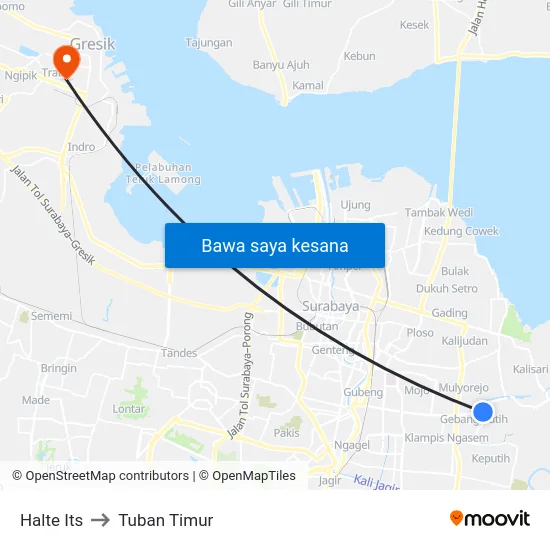 Halte Its to Tuban Timur map