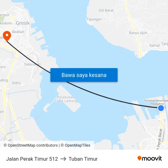Jalan Perak Timur 512 to Tuban Timur map