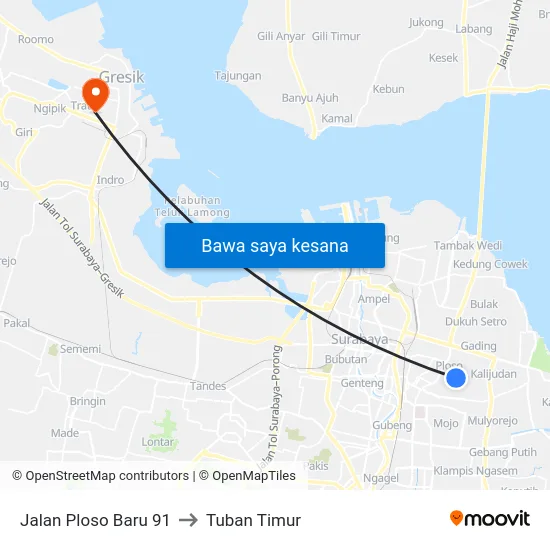 Jalan Ploso Baru 91 to Tuban Timur map