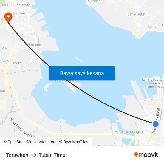 Torawitan to Tuban Timur map