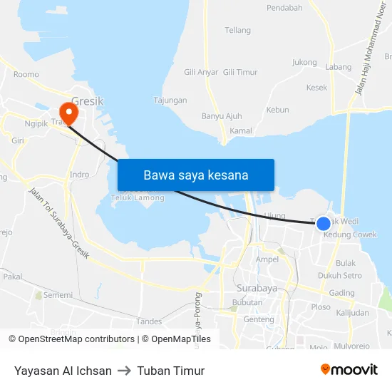 Yayasan Al Ichsan to Tuban Timur map
