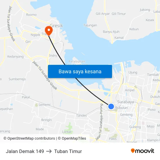 Jalan Demak 149 to Tuban Timur map
