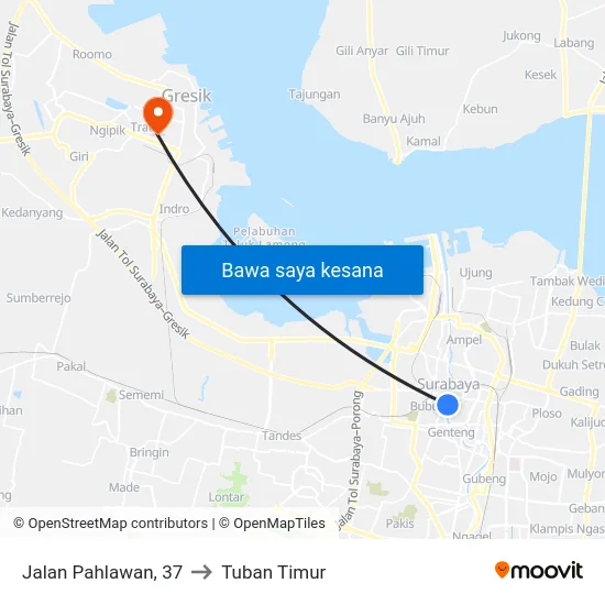 Jalan Pahlawan, 37 to Tuban Timur map