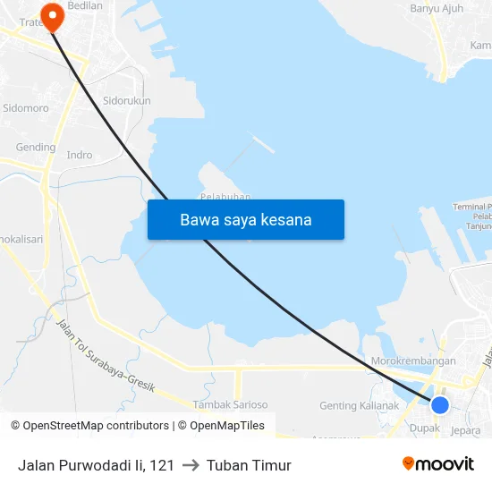 Jalan Purwodadi Ii, 121 to Tuban Timur map