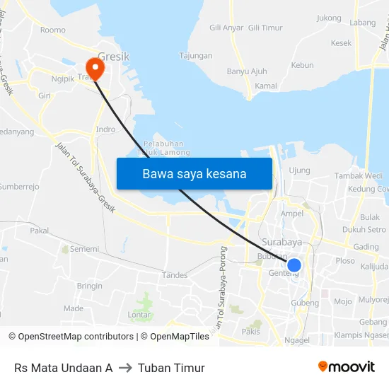 Rs Mata Undaan A to Tuban Timur map