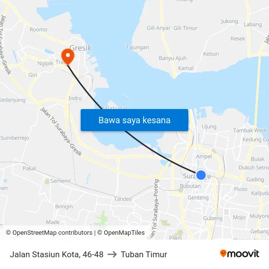 Jalan Stasiun Kota, 46-48 to Tuban Timur map