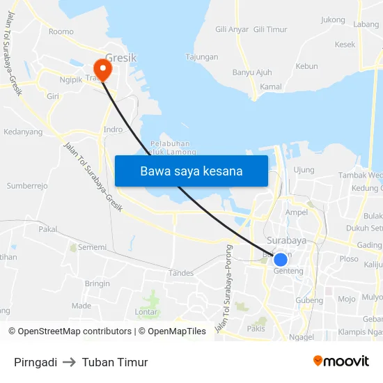 Pirngadi to Tuban Timur map