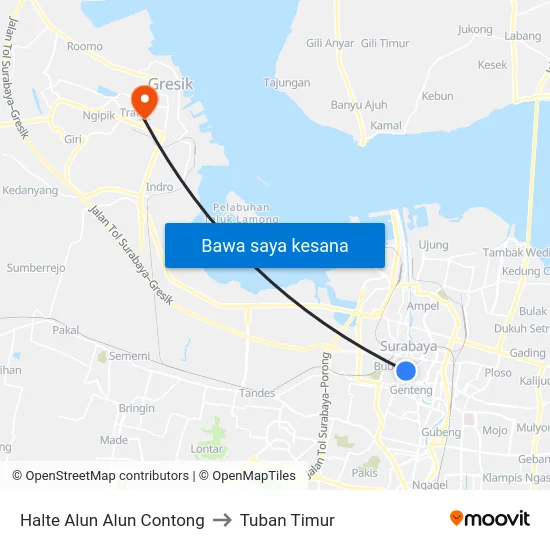 Halte Alun Alun Contong to Tuban Timur map