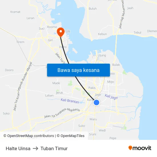 Halte Uinsa to Tuban Timur map