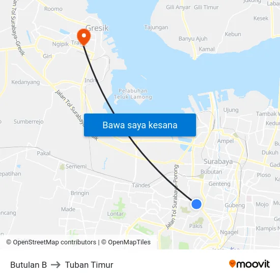 Butulan B to Tuban Timur map