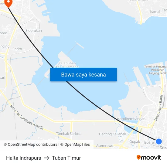 Halte Indrapura to Tuban Timur map