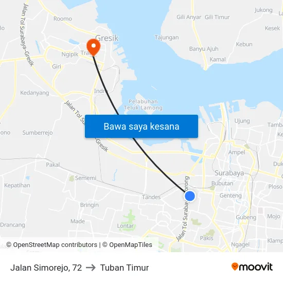 Jalan Simorejo, 72 to Tuban Timur map