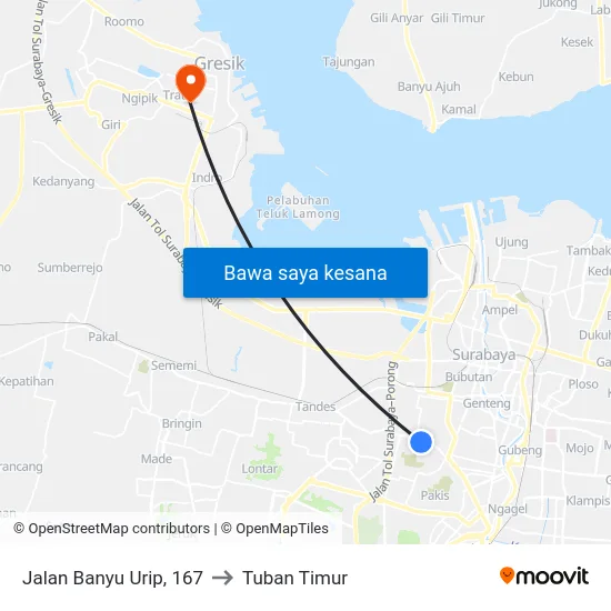 Jalan Banyu Urip, 167 to Tuban Timur map