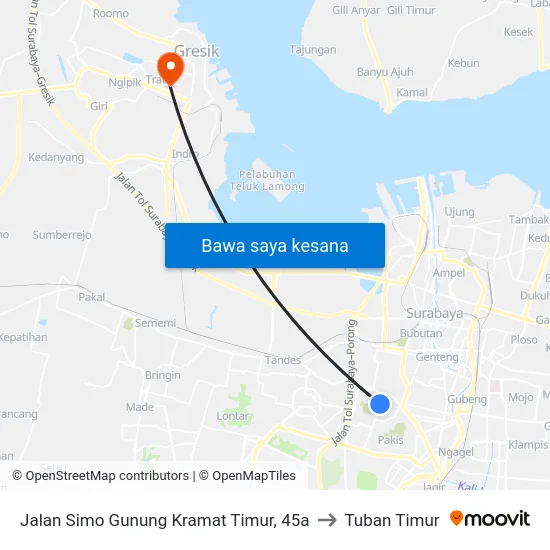 Jalan Simo Gunung Kramat Timur, 45a to Tuban Timur map