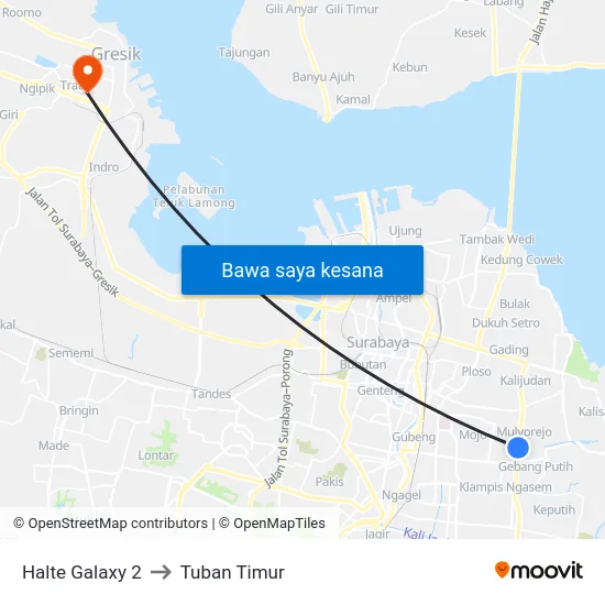 Halte Galaxy 2 to Tuban Timur map